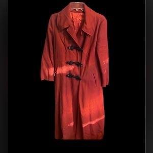 VINTAGE 1060’s Blood red Wool ankle length coat. 1960’s vintage.